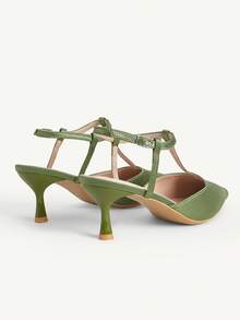 CUCCOO CHICEST Giày bệt nữ màu nâu cà phê, quai chữ T, mũi nhọn, gót thấp, quai ngang mắt cá chân, thích hợp đi làm, hẹn hò, dự tiệc, giày mùa xuân, nghỉ xuân, lễ Phục sinh, ngày Valentine. - màu xanh lá - Xem 11