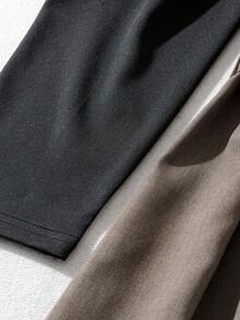 GlowEve CURVE Plus Size Women Knitted Round Neck Patchwork Contrast Color Long Sleeve Belted Button Split Hem Midi Dress, Suitable For Casual And Work - Multicolor - View 3