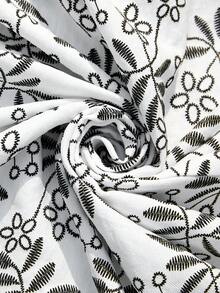 SHEIN Holidaya Đầm nữ mùa hè cổ chữ V sâu (viền không đều) - Đen và trắng - Xem 8