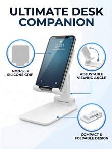 1 Giá đỡ gấp gọn cho điện thoại di động và máy tính bảng, giá đỡ điện thoại có thể điều chỉnh để bàn, giá đỡ điện thoại có thể điều chỉnh độ cao góc để bàn, giá đỡ điện thoại thân thiện với ốp lưng để bàn (Trắng, Đen, Hồng) Mùa tựu trường, Đồ dùng học tập - Nhiều màu - Xem 2