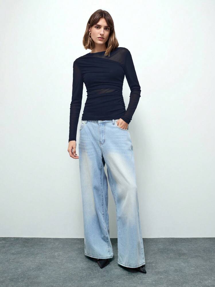 SHEIN Maija Women's Asymmetric Design Modern Urban Casual Fashion Business Casual T-Shirt, Urban Commute Business Casual Women's Outerwear, Elegant Attire For Women, Suitable For Valentine's Day, Summer, Vacation, Wedding Guest