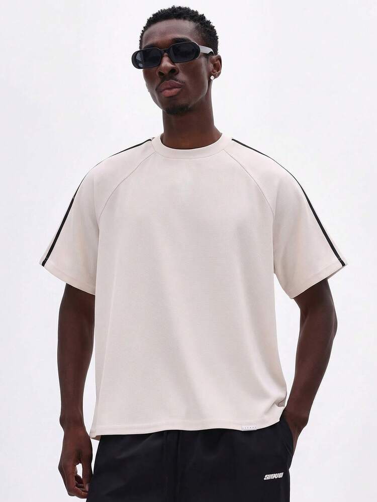 Oversized Crew Neck Tee With Contrast Stripe