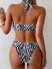 Écloséra Women's Tropical Print Two Pieces Bikini Set, Casual Holiday Style - Multicolor - View 2