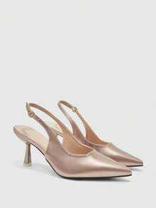 CUCCOO BIZCHIC Women's Fashion Versatile Pointed Toe Buckle Pumps Valentine's Day - Bronze - View 7