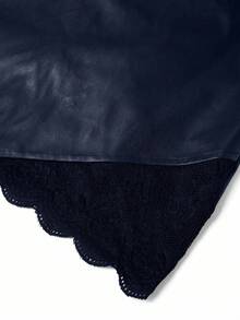 Ellevyn Gonna a matita elegante in contrasto di pizzo e pelle PU, adatta per l'ufficio e il pendolarismo - Blu - Visualizzare 6