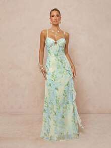 Lumalex Women's Printed Open Back Spaghetti Strap Dress - Multicolor - View 3