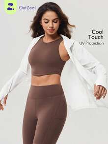 OutZeal Women Sun-Proof Jacket Summer Camping Hiking UV Protection Quick-Drying Cool Touch Hooded Long Sleeve Feature Thumbhole - White - View 10