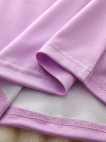 Teen GirlPurple Minimalist Eyelash & Cloud Pattern Long Sleeve Top And Leggings 2 Pieces Pajama Set Snug Fit Purple Pajamas Set Girl Pajama Sets - Purple - View 3