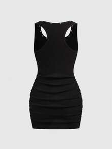 ROMWE Grunge Punk 大码女式复古坏女孩男女通用街头风眼球星星印花铆钉紧身迷你连衣裙 - 黑色 - 查看 8