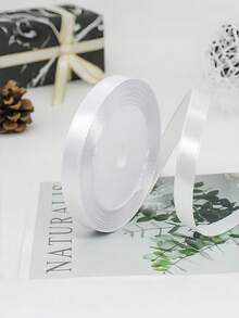 1 Roll Of Polyester Satin Ribbon For Gift Box, Favor Box,Cake Box, Flower Decoration (Machine Dyed With SlightColor Difference) - White - View 7