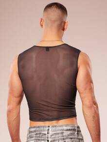 FeverCity Men's Fever City Angel Print Casual Fashion Tank Top Men Rave Top Men Mesh Crop Top Men Sexy Top Mens Graphic Cropped Top Los Angeles Mesh Top - Multicolor - View 7