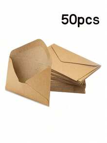 50pcs/20pcs Kraft Paper Mini Envelopes, Brown Kraft Paper Envelopes Suitable For Gift Cards And Business Cards [10.5cm X 7cm] - Cowhide - View 7
