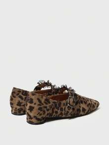 Grunge Punk Women's Leopard Print Lace Trim Low Heel Slip-On Shoes Valentine's Day - leopard print - View 4