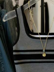 Resyla 畅销款女士修身条纹背心 - 灰色 - 查看 3