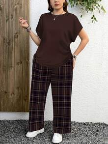 EMERY ROSE Casual Minimalist Leopard Print Plus Size 2 Pieces Set, Suitable For Summer Spring - Multicolor - View 5