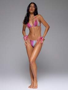Musera Resort 全印花系带比基尼泳裤（仅限泳裤）波西米亚风伊比沙岛可爱性感度假夏季沙滩泳装钩针条纹纹理春季 - 彩色 - 查看 4