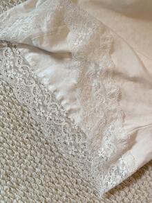 SHEIN 1pc Women's Solid Color Fitted Lace Patchwork Camisole - White - View 6