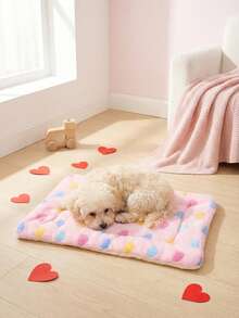 PETSIN Valentine's Day Pet Print Heart-Shaped Warm Pet Bed Is Suitable For Cats And Small Dogs To Sleep On - Pink - View 3