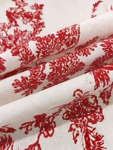 Cévolie Women's Fashionable Casual Elegant Romantic Vacation Floral Print Button Front Dress - Red - View 5