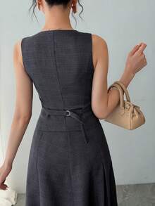 DAZY Women's Elegant Commuter Solid Color Vest & Skirt 2 Pieces Set, Summer - Black - View 6