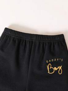 SHEIN 2pcs/Set Baby Boy Casual Stylish Letter Graphic T-Shirt And Shorts - Multicolor - View 5