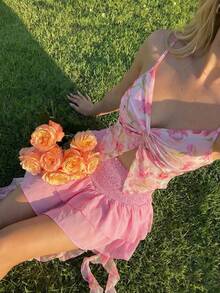 SHEIN MOD Women's Twist Front Sleeveless Crop Top, Cute Blouse,Going Out Top,Country Outfits,Beach Vacation Wear,Tea Party ,Cute Tops,Valentine's Day,Pink Top ,Spring/Summer Outfits, Casual,Spring/Summer Outfit Women, Party Top, , Valentine Outfits For Women, Chic, Birthday Wear, Tank Top, - Pink - View 5