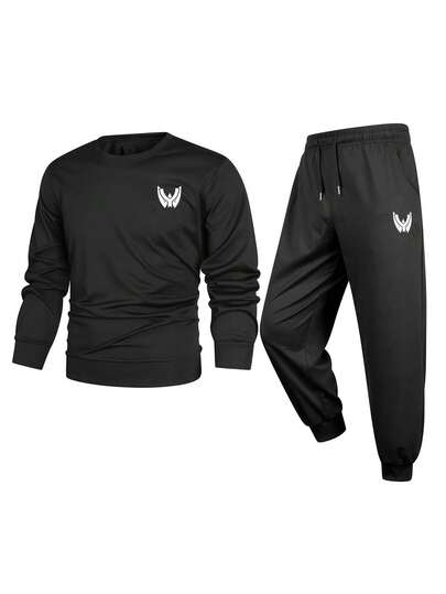 Manfinity Sport Corelite 男士时尚印花套头运动套装（2件套），长裤+卫衣，春季款