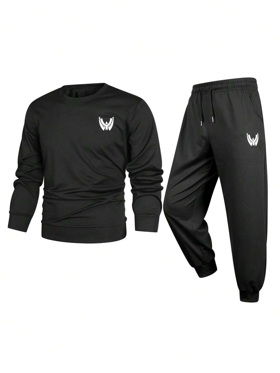 Manfinity Sport Corelite 男士时尚印花套头运动套装（2件套），长裤+卫衣，春季款