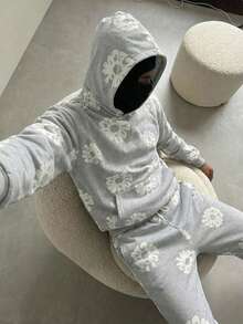 Coolqubz 两件套印花连帽卫衣和直筒裤运动套装，适合青少年男孩，男女皆宜的街头风格