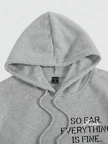 Claim Dot 2pcs Men's Minimalist Printed Hoodie And Pants Set - Light Grey - View 4