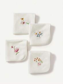 Cozy Pixies 4 Packs Of Baby Embroidered Flowers, Thickened And Highly Absorbent Burp Towels, Easy To Clean And Skin-Friendly, Made Of Towel Material - White - View 8