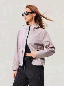 OutZeal 女士户外夹克 粉色 日常休闲 防水 连帽 拉链 带口袋 - 粉色 - 查看 7