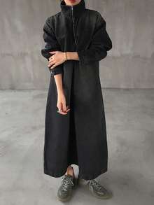 FRIFUL Women's Casual Long Denim Dress, Spring/Autumn - Grey - View 7