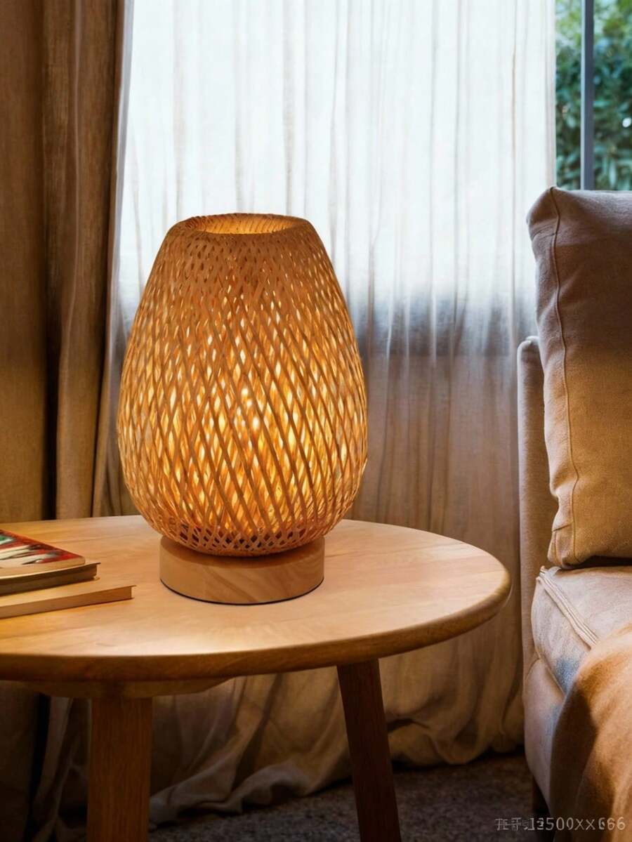Teckwe Large Pendant Light Bamboo Pendant Light, Handwoven Natural Table Lamps, Beside Lamp With 3 Colors, For Bedroom Living Room Decor Valentine's Day Gift - one-size - View 1