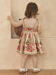 SHEIN Baby Girl Ditsy Floral Woven Spaghetti Strap Dress - Multicolor - View 6