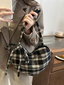 Joivida 1 Piece Cute Heart Pattern Versatile Canvas Plaid Bag Women Korean Style Large Capacity Crossbody Bag For Student School Class Casual Daily Use Artistic Shoulder Bag Must Have Trending Fashion Accessory - Multicolor - View 16