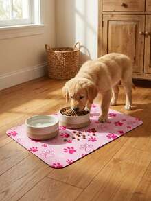 PETSIN 1片装硅胶泥浆宠物食品垫，适用于猫狗，防溅喂食垫，吸水速干垫 - 粉色 - 查看 2