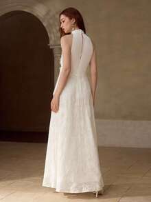 MOTF PREMIUM 优雅蕾丝刺绣连衣裙，春夏款 - 白色 - 查看 3