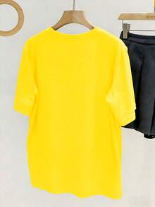 Resyla Áo thun nữ cổ tròn, kiểu dáng tối giản, thêu họa tiết quả anh đào, đa năng. - trắng - Xem 2