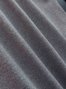 GlowEve Women's Summer Knitted Elastic Fitted V-Neck Drawstring Scarf Attached Shoulder Short Sleeve Hooded Casual Elegant T-Shirt - Grey - View 6