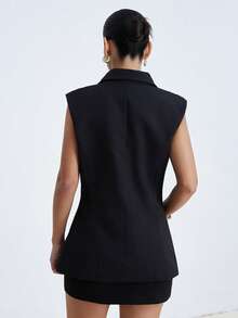 Aveloria Modichic Áo vest không tay màu đen cao cấp thời trang dành cho nữ, thích hợp mặc đi làm. - màu đen - Xem 2