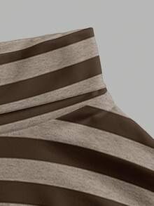 Attitoon Áo thun nữ cổ cao tay ngắn ôm sát, phong cách vintage punk Y2K đa năng, thoải mái cho mùa thu/đông, thích hợp cho các bữa tiệc hoặc sân bay. - màu nâu - Xem 6