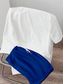 Manfinity Joysei Men's Fitted Knit Top And Woven Shorts Set, Cozy Outfits - Multicolor - View 2