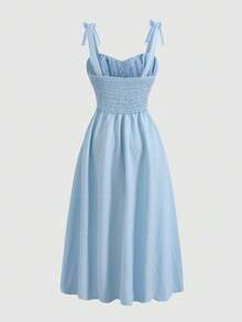 Girlism Tween Girls' Summer Casual Chest Ruched Cami A-Line Dress - Dusty Blue - View 2