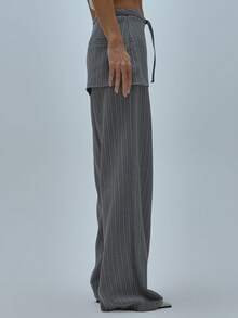 MUSERA Chân váy xếp ly, thắt eo, ống quần kẻ sọc, quần tây công sở, size S, thích hợp mặc hàng ngày, phong cách dễ thương, cá tính, mùa hè, thường ngày. - Nhiều màu - Xem 4