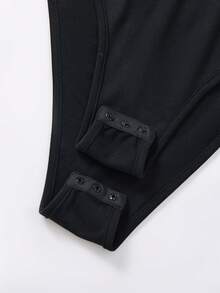 SHEIN LUNE 女士性感V领露背吊带连体衣 - 黑色 - 查看 5