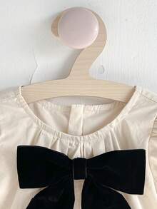 Cozy Pixies 女婴撞色蝴蝶结圆领泡泡袖短袖连衣裙，百搭舒适 - 彩色 - 查看 6