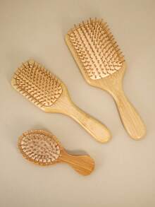 1 把竹制气垫梳，带手柄，天然竹制气垫梳，男女通用，便携式梳子，按摩头皮，促进头发生长，适用于细软/卷曲/干性发质，小巧便携，适合旅行/返校，美发梳，美发工具，美发配件 > 美发造型工具，护发，女孩礼物，万圣节礼物，圣诞节礼物 - 杏色 - 查看 1