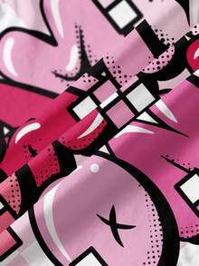 Tetris™ X SHEIN 年轻女孩夏季休闲时尚街头风日常通勤字母和棋盘格印花短袖T恤 - 白色 - 查看 5