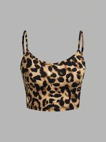 SHEIN EZwear 3pcs Leopard Print Women Tight Cropped Casual Camisole Tops, Suitable For Summer - Multicolor - View 4